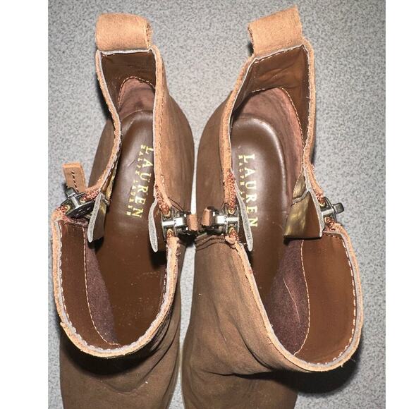 Lauren Ralph Lauren NWOB Sz: 7.5 Shira‎ Bootie Brown Double Zipper Leather - Picture 8 of 8